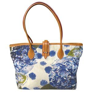 Dooney & Bourke Floral Print Canvas Tote Bag With Leather Handles